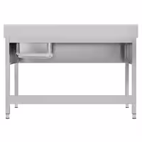 Sudoper za lonce ECO - 1600x700 mm - s donjom policom - s 1 koritom - korito desno - inox