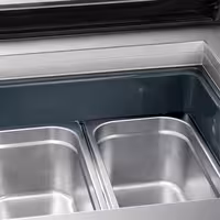 Countertop Ice Cream Display Freezer - 867mm - Static cooling - with LED lighting - for 4 x 5 litres Napoli pans - hinged glass lid