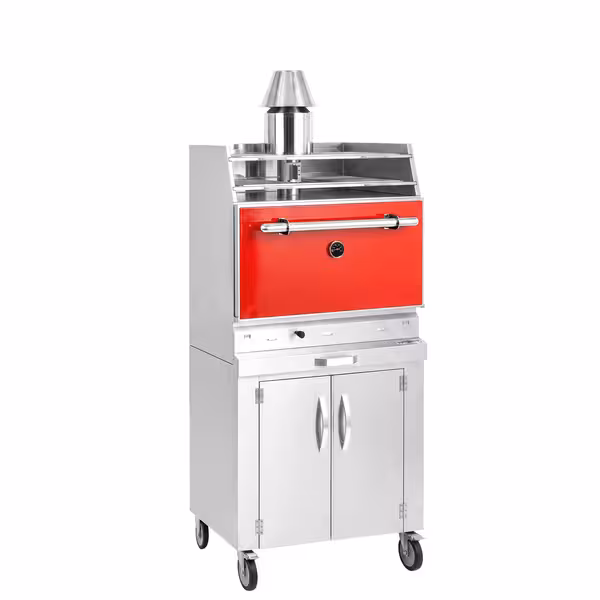 Charcoal Oven - 704mm - with cabinet base - Red