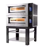 Gas Deck Pizza Oven - Twin Deck - Refractory Stone Deck - 6+6 x Ø 30cm (12") - 230V Single Phase - Touchscreen Controls - up to 450°C - incl. Base frame