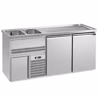 Direct Draw Beer Dispenser / Kegerator PREMIUM – 2 sinks left - 1950×700 mm - stainless doors