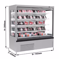 Commercial multideck display fridge - Open front - 1955mm - 725L - with 4 shelves - incl. night blind