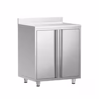 Rozsdamentes acél munkaszekrény - 800x600 mm - nyílóajtós, 2 ajtós – hátsó felhajtással