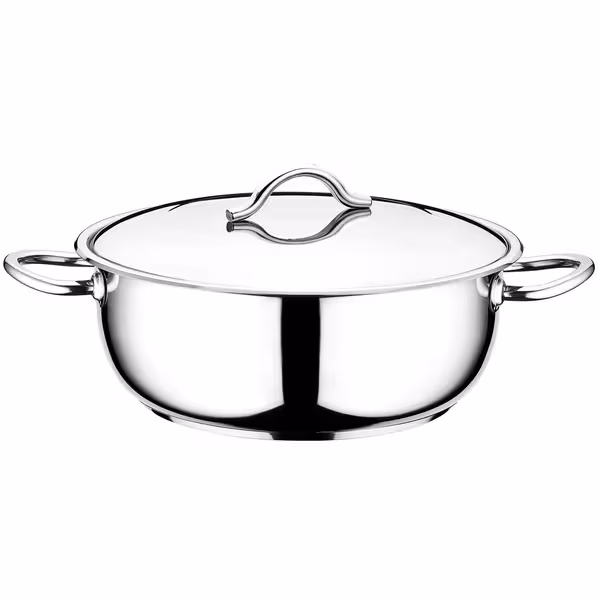 Olla recta con tapa - Acero inoxidable - 10,4L - Ø 340mm - Altura: 120mm - apta para inducción - 350x470x120mm