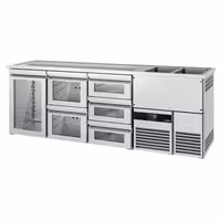 Pivski šank PREMIUM - 2500x700 mm - 1 Staklena vrata & 5 Staklene ladice