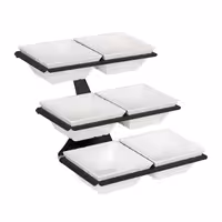 Etagere / Buffet Stand - Black - square - Height: 415mm - incl. 6 Melamine bowls 498x240mm - with 3 shelves - Powder-coated stainless steel frame & Melamine bowls