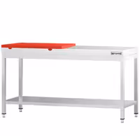 Nerūsējošā tērauda darba galds PREMIUM - 2000x700 mm - ar apakšējo plauktu - iekļauts GN 1/2 griešanas dēlis sarkans