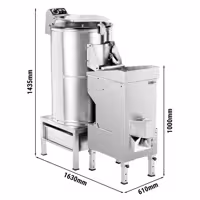 Elektromos Burgonyahámozó gép - 600 kg/h - 30 kg/ciklus - 1500 W - 400 V