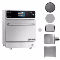 Commercial High Speed Oven - Touchscreen - 3.5kW - Stainless Steel - Ventless - incl. Pizza Tray, Mesh Basket, Non-stick Baking Tray | 80% Faster Cooking