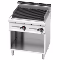 Lávaköves gázgrill - 13,8 kW - Öntöttvas grillrács - Szabadon álló kivitel - Rozsdamentes acél kivitel