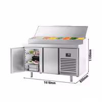 Table réfrigérée de préparation pour boulangerie - avec 2 portes - dimensions de compartiment EN - superstructure en inox 9x GN 1/4