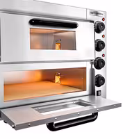 Electric Deck Pizza Oven - Twin Deck - Refractory Stone Deck - 4+4 - Ø 20cm (7.9") - 230V Single Phase - Mechanical Controls - up to 350°C