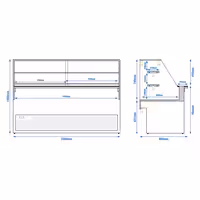 Hűtővitrin TORONTO - 2000x880 mm - dupla üvegezés - ventilációs - fekete - 2 polccal - gránit munkalap