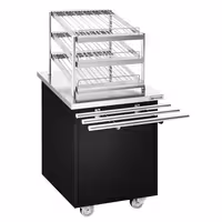 Glass & Cup Service Station DANZIG - 700 mm - 3 Shelves - with Tray Slide - Black