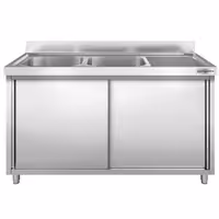 Sudoper s ormarićem PREMIUM - inox - 1400 x 600 mm - sa 2 korita - korita lijevo