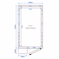 Inox rashladna komora - 1200x2100 mm - 3,70 m³ - uklj. rashladni agregat - -2/+8 °C