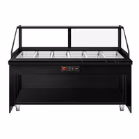 Šildoma vitrina TORONTO - 2 100 mm - juoda priekinė dalis - skirta 6x GN 1/1 - juodas granito stalviršis