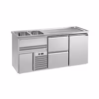 Direct Draw Beer Dispenser / Kegerator 1 Stainless Door + 2 Drawers PREMIUM – 2 sinks left - 1950×700 mm