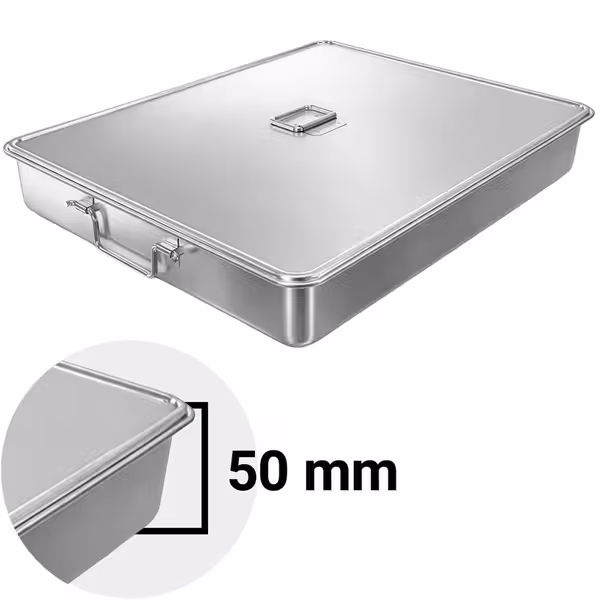 Rajngla niska - Nehrđajući čelik - plitka - 17,5 l - 726x524x62 mm - uklj. poklopac