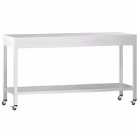 PREMIUM Edelstol-Aarbechtsdësch – 2000 x 800 mm – mat engem Basisregal a Rollen