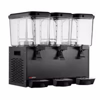 Commercial Juice Dispenser - 3x polycarbonate tanks with tap & paddle agitation - 3x 18 Litres - 700W - Black - incl. drip tray