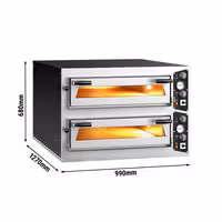 Electric Deck Pizza Oven - Twin Deck - Refractory Stone Deck - 6+6 x Ø 35cm (13.8") - up to 450°C - Mechanical Controls