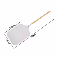 Pravokutna lopata za pizzu - anodizirani aluminij - 305x355 mm - ručka drvena
