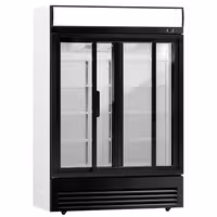 Commercial Beverage Display Fridge - 1295mm - 880 Litres - with 2 sliding glass doors - LED lighting - digital controller with temperature display - Black - Temperature range 2 to 8 °C