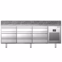 Table réfrigérée à pizza Premium PLUS - 1980 x 700 mm - avec 9 tiroirs