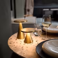 Şarj Edilebilir Masa Lambası - CONE - 3 kademeli kısılabilir - Ø130x180mm - Gold