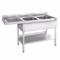 Pult za pranje za perilicu posuđa - 1600x700 mm - s 2 korita