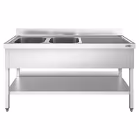 Sudoper PREMIUM - 1800x700 mm - s donjom policom - s 2 koritima - korita lijevo - inox