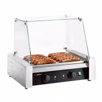 Commercial Hot Dog Roller Grill - 7 Rollers - with Glass Cover