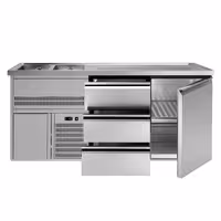 Direct Draw Beer Dispenser / Kegerator 1 Stainless Door + 3 Drawers PREMIUM – 2 sinks left - 1950×700 mm
