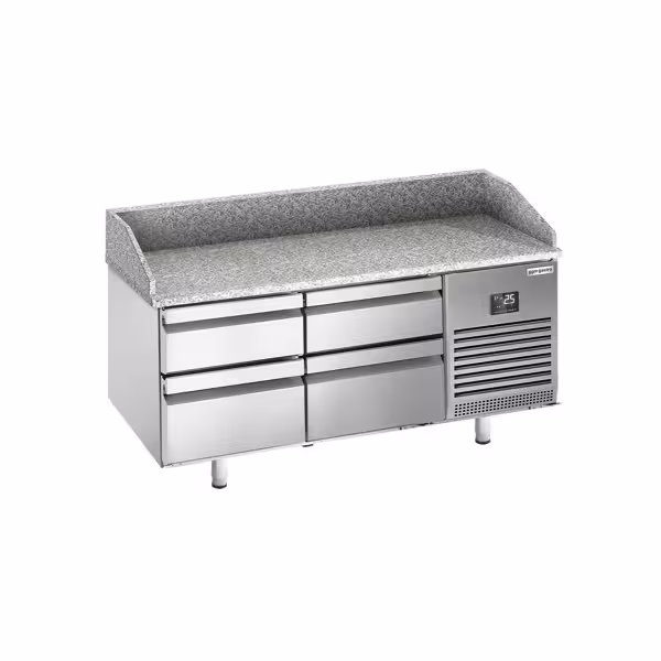 Commercial Pizza Prep Counter - Granite Top PREMIUM PLUS - 1490x700mm - with 0 doors & 4 drawers