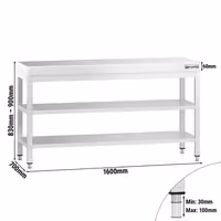 Edelstahl Arbeitstisch PREMIUM - 1600x700mm - mit Grundboden & Zwischenboden