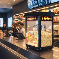 Commercial Popcorn Machine - 1.5kW - 5kg/h - with 1 kettle - Black