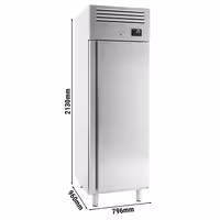 Pekarski hladnjak nehrđajući čelik (inox) PREMIUM - EN 600x800 - 796 mm - 785 l - od -2 °C do +8 °C - s 1 vrata - ventilirano hlađenje, monoblok rashladna jedinica, automatsko odmrzavanje, LED rasvjeta