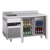 Rashladni pult PREMIUM - 1430x720 mm - 270 l - Ventilirano hlađenje - s 2 vrata - s 1 korita - Leđni podignuti rub