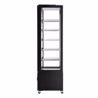 4-Sided Glass Display Fridge - 402L - 590mm - Double glazing - square - with 5 shelves - 1 hinged glass door