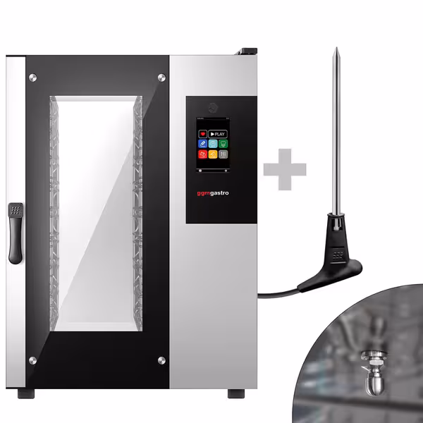 Commercial Electric Combi Oven - Touchscreen Controls - 10x GN 1/1 - incl. Automatic washing system, Core temperature probe, HACCP monitoring, USB