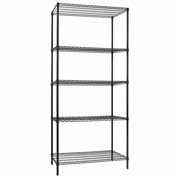 رفوف فولاذية - 900x450mm - عمق: 450 mm - 5 رفوف (قابلة للتعديل) - أسود - الحمولة: 180 kg