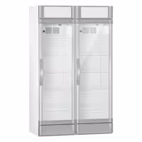 (2 pcs) Commercial Beverage Display Fridge - 1190mm - 694 Litres - with 2 hinged glass doors - LED lighting - digital controller with temperature display - Grey - Temperature range 2 to 10 °C
