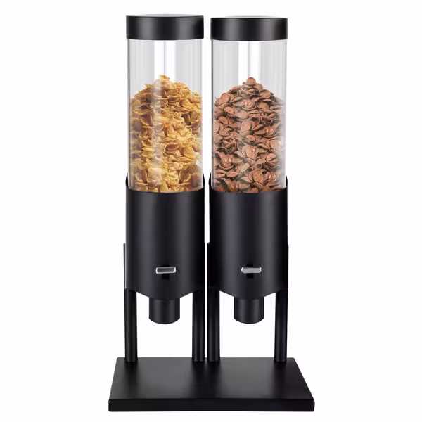 Commercial Cereal Dispenser - double - Ø120mm - Lever Dispense - Stainless Steel Stand - Black