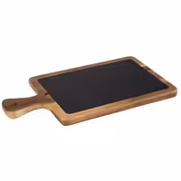 (6 pcs) Serving Board - FUSIONA - 2-piece set - incl. slate plate - acacia wood - 340x180mm
