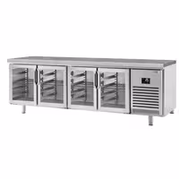 Pekarski rashladni pult PREMIUM PLUS - 2752x800 mm - 850 l - Ventilirano hlađenje - s 4 staklena vrata - crna granitna radna ploča