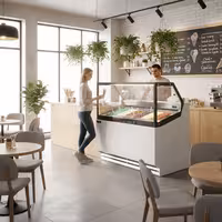 Ice Cream Display Freezer | THEO - 1300mm - Ventilated cooling - with LED lighting - for 6 x 5 litres Napoli pans - White