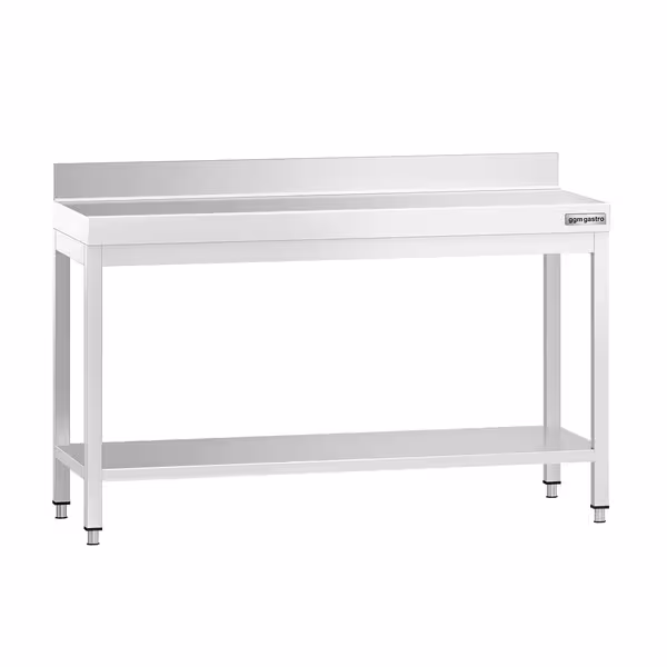 طاولة عمل ستانلس ستيل PREMIUM - 1400x800mm - مع رف سفلي & حاجز خلفي