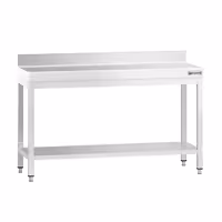 طاولة عمل ستانلس ستيل PREMIUM - 1400x600mm - مع رف سفلي & حاجز خلفي