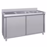 Sudoper s ormarićem ECO - inox - 1400 x 600 mm - sa 2 korita - korita desno